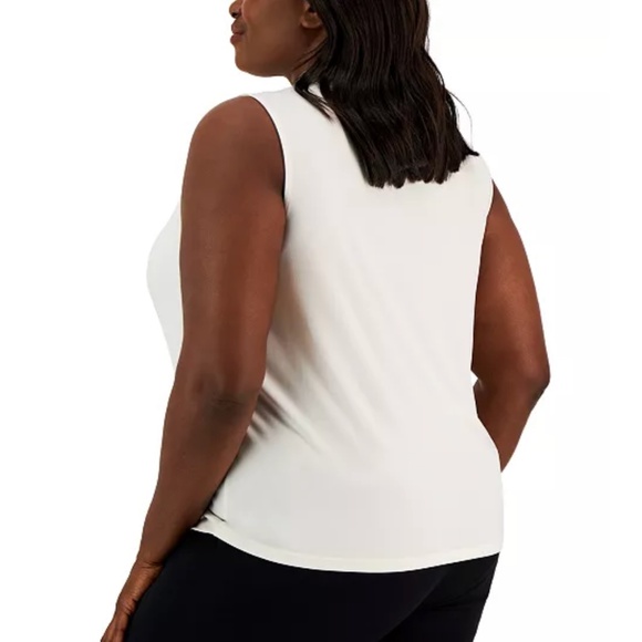 Anne Klein Triple Pleat V-Neck Sleeveless Top/Shell White Neutral Size 2X NWT - Picture 3 of 15